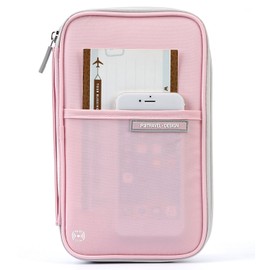 ManKn Family Passport Holder Travel Wallet, Waterproof RFID Document Organizer Case with Hand Strap Zip Closure for Men Women, Ticket Credit ID Card Cash Pouch Money Bag