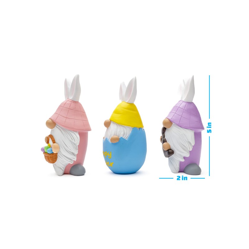 Madanar Easter Resin Gnomes for Tiered Tray Shelf Decorations -