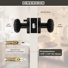 NIZADO 1 Pack Black Privacy Door Knob, Interior Door Lock for Bedroom and Bathroom