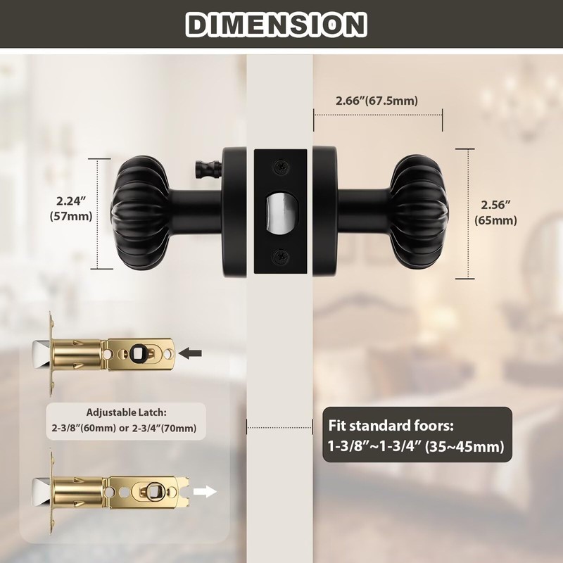 NIZADO 1 Pack Black Privacy Door Knob, Interior Door Lock
