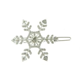 Ladies Sparkly SIlver Tone Crystal Snowflake Star Diamante Crystal Rhinestone Womens Girls Party Christmas Bridal Wedding Accessories Hairpin Hair Clip Grip Bobby Pin Clip Slide (Silver)