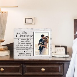 1st Anniversary Picture Frame Gifts, 1st Anniversary Romantic Gifts for Him Her, 1 Year Anniversary marriage Gifts for Girlfriend Boyfriend, 1st Anniversary Wedding Gifts for Husband Wife, Our 1st Anniversary Picture Frame, Fits 4x6 in Photo