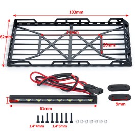 ZuoLan 1/24 RC Roof Rack Luggage Rack with LED Light Bar for Axial SCX24 90081 AXI0002 RC Crawler Car