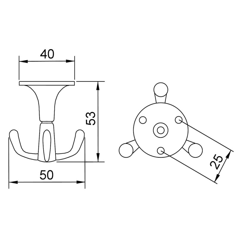 3 x Tromso 3-Way Swivel Hooks Black Chrome-Plated 53 x