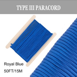 FISHLUND 4 mm Paracord 550 Nylon 7 Strands Parachute Cord Type III for Survival, Camping, Outdoor - Blue - 15 m