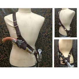 Medieval Leather Belt with Sword Holster Set Knight Costume Cosplay Warrior Pirate Dagger Frog Adjustable Sling Belt with Sheath Scabbard Frog Holder LARP Fancy Dress Costume Accessory Frog Holder