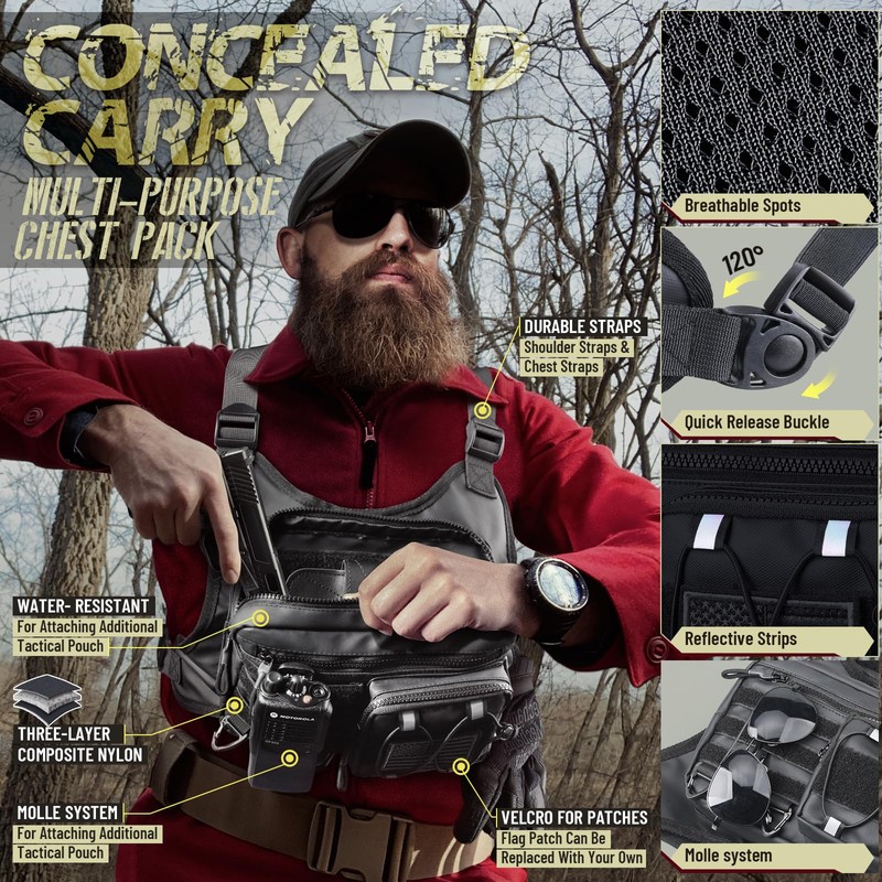 Chest Bag for Men Women, Outdoor Sport Chest Pack Rig