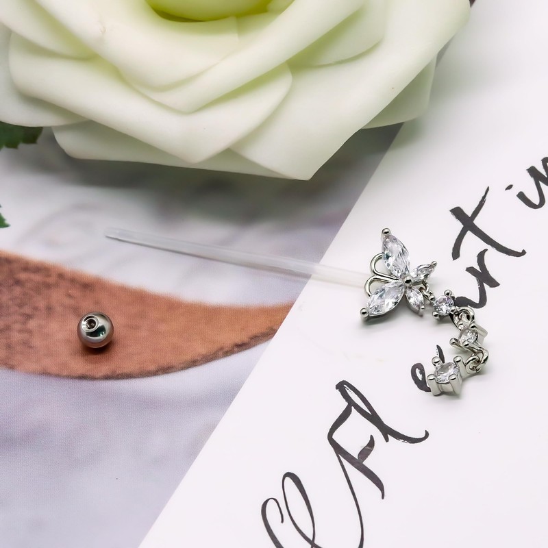 CHARMONLINE 14G Heart Flexible Clear Acrylic Pregnancy Belly Button Ring
