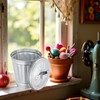Zhhuoc Silver Mini Galvanized Trash Can with Lid Mini Wastebasket