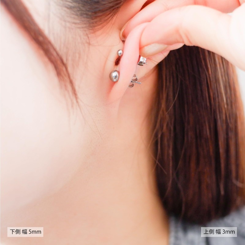 Adelina Style Titanium Earrings, Silver Ball, Round Ball Earrings, 1