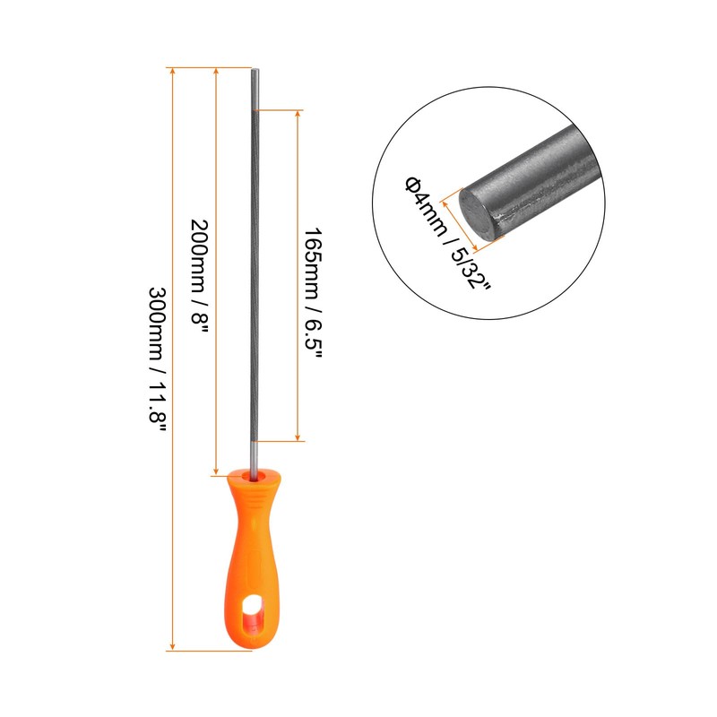 sourcing map 3pcs Chainsaw File 5/32"(4mm) Chrome Steel Double Cut