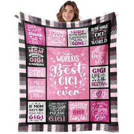 EliteOne Gigi Blanket Gift for Gigi for Mothers Day from Granddaughter Gigi Gift from Grandson - Best Gigi Ever Blanket for Bed - Birthday for Gigi from Grandkids 50''x60''
