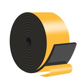 MIKONIYA Weather Stripping Tape, Black, 4 in x 1/4 in x 10Ft, Door Seal, Window Seal, Soundproof, CR Foam Insulation