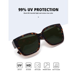 MEETSUN Fit Over Glasses Sunglasses for Women Men Large Trendy Polarized Sunglasses for Driving UV Protection Brown Tortoise Green