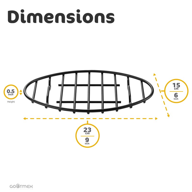 GOURMEX Black, Oval Oven Roasting Rack with Integrated Feet |