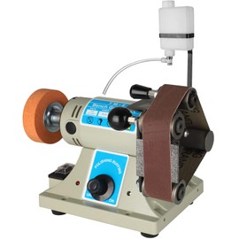 350W Mini Belt Sander with Water Cooling System, 110V Adjustable Speed Grinder Tool for Metal Woodworking, Bench Sharpening, Knife Grinding and DIY Projects