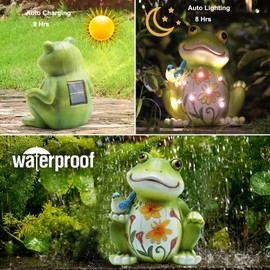 indomon Solar Outdoor Frog Statue Lighting, Waterproof Frog Statue Light,Outdoor Lighting, Decorations for Patio,Yard,Lawn, Porch, Ornament