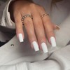 Matte White Press on Nails Short Medium Square Glue on