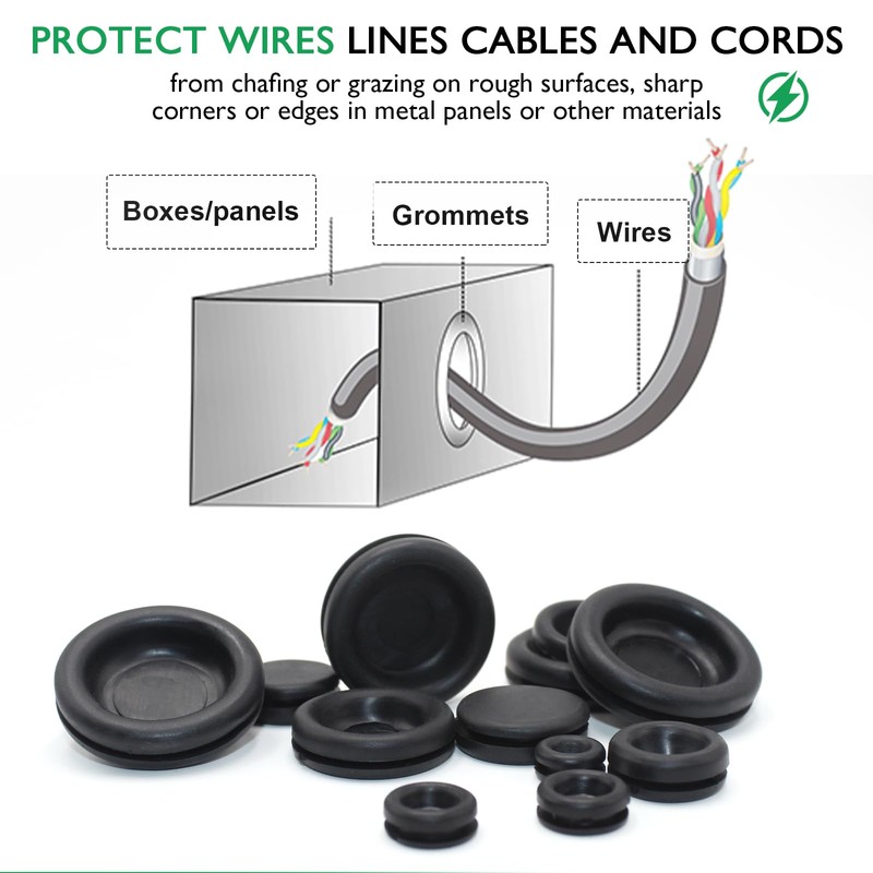 170 Pcs Rubber Grommets Firewall Hole Plug Set Electrical Wire