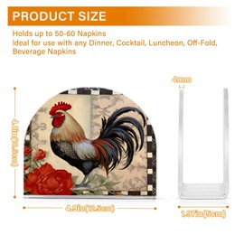 Qilmy Retro Red Rooster Napkin Holder for Tables –Napkin Holders for Kitchen, Table Napkin Holders, Cocktail Napkin Holder,Paper Napkins Holder23