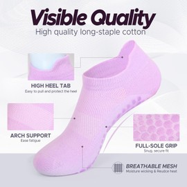 6 Pairs Pilates Socks with Grips for Women- Non Slip Grip Socks Yoga Socks for Yoga, Pilates, Ballet & Barre,Ideal Gifts