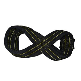 Force of Habit Figure 8 Lifting Straps Thick Cotton Webbing 1.5" Wide Closed Single Loop Reinforce Stitching Black Sold in Pairs (Large)