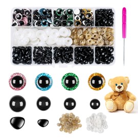 CoKeeSun 169 Pcs Safety Eyes for Crochet Toys Set 6mm-12mm, Plastic Crochet Eyes and Noses for Amigurumi Colorful Glitter Toy with Washers for Teddy Bear Making DIY Dolls Crafts