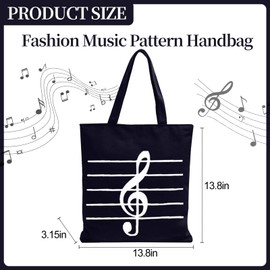Eco-Friendly Music Present – Reusable Shopping Bag with Musical Notes Design, Perfect Piano Presents for Women, Stylish and Durable Canvas Tote