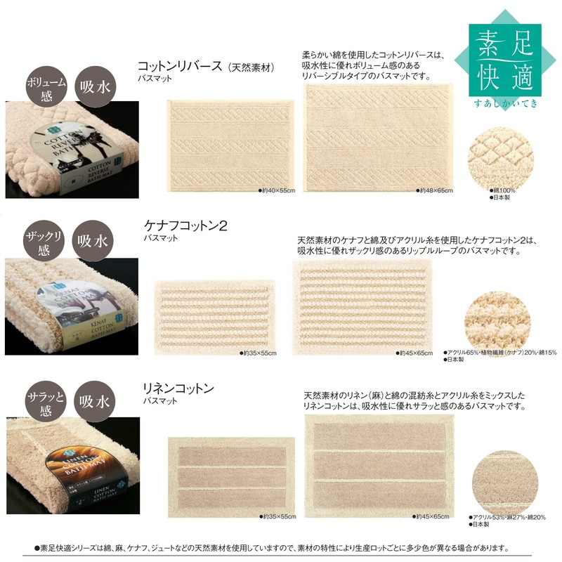Senko Barefoot Comfortable Cotton Reverse Bath Mat, 15.7 x 21.7