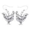 DOWAY Enamel Floral Chicken Hen Earrings Dangle Drop Charm Farm