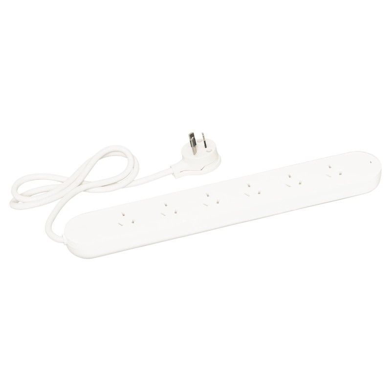 HPM 6 Outlet Surge Protected Powerboard White