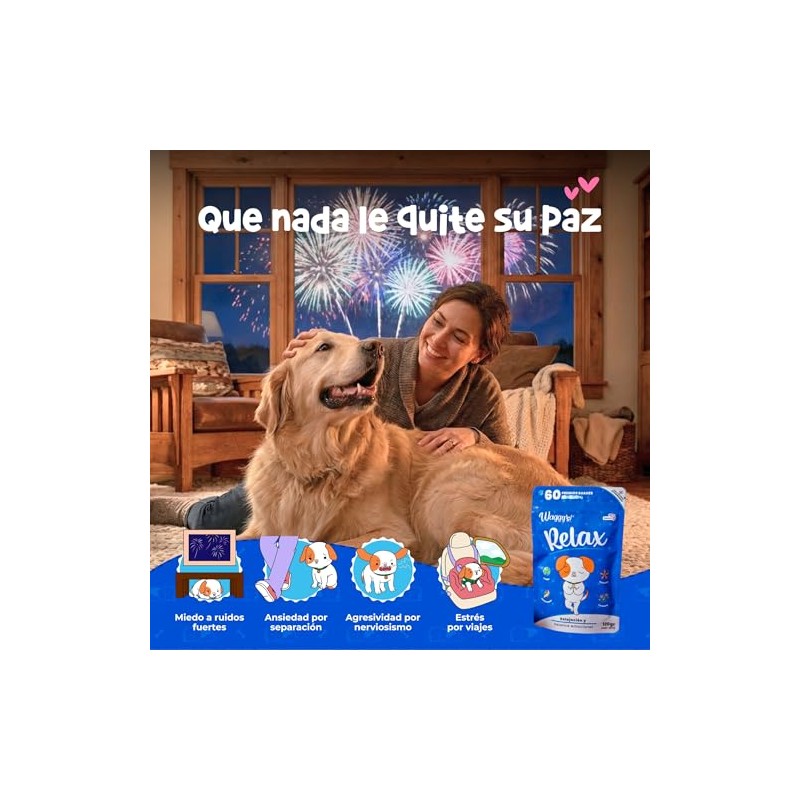 Waggys Relax, Relajante Natural para Estrés y Ansiedad en Perros,