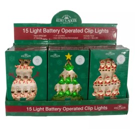 Kurt Adler Battery Operated Santa, Snowman and Christmas Tree Clip Lights, 3 ...