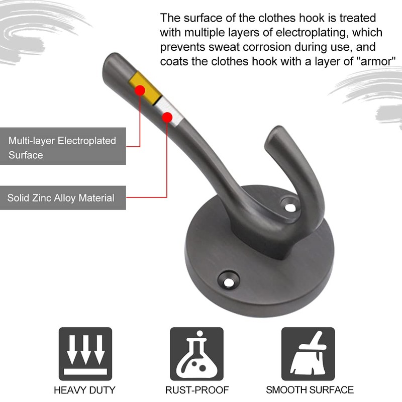 Coat Hooks Heavy Duty ZUONAI 2 Pack Towel Hooks for
