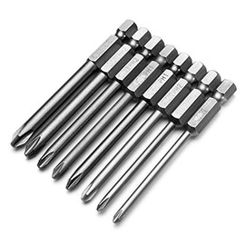 zmart 75 mm Long Screwdriver Bit 8 Pcs Magnetic Cloth Plus Hexagonal Impact PH0 PH1 PH2 Alloy Steel Magnetic Cross Head Screwdriver 0.25 inch (6.35 mm) Handle