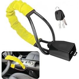 WEZCHUGHAOL Car Steering Wheel Lock & Seat Buckle Lock Anti-Theft Device with 3 Keys, Universal Theft Prevention Car Lock for Most Cars, SUVs, Vans