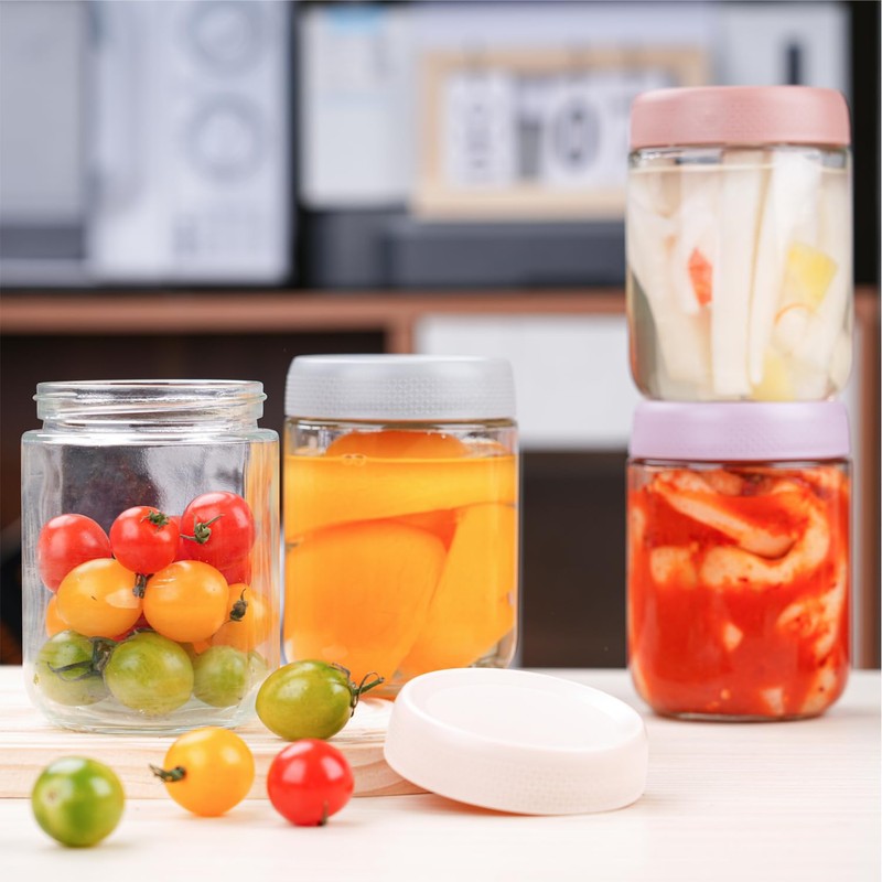 NCnnwovf 16 oz Overnight Oats Containers with Lids,Wide Mouth Mason