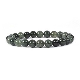 Natural Green Rutilated Quartz Gemstone 8mm Round Beads Stretch Bracelet 7" Unisex