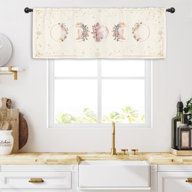 Miyotaa Birds Kitchen Curtain Valance 54W x 18H Rod Pocket Vintage Retro Colorful Window Treatment for Living Room Bedroom Bathroom