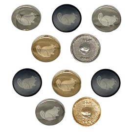 Friendly Beaver Buddy 0.6" (15mm) Round Metal Shank Buttons for Sewing - Set of 10 - Silver Color