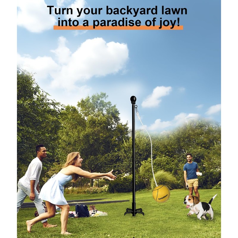 Garbuildman Tetherball Set with Rope for Outdoor Backyard, Adjustable Tether