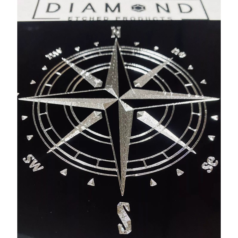Diamond Etched Products Brilliant ENGRAVED Compass Car Tag Diamond Etched