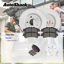 AutoShack Coated Brake Rotors Front Brake Rotor Replacement Kit with Ceramic Brake Pads for 2009-2014 Honda Fit 1.5L FWD ArmorStop BRK010336146
