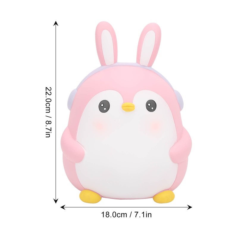 Piggy Bank Cartoon Cute Penguin Shape Pink Large Capacity Coin