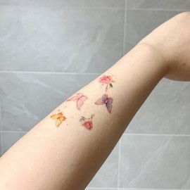 15 Colorful Mini Temporary Tattoo Stickers Butterfly Flower 5ea