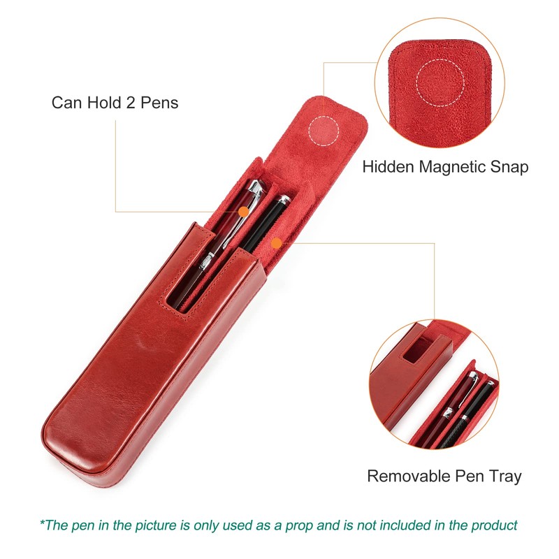 Hiram Leather Pen Case for 2 Pens Vegetable Tanned Leather