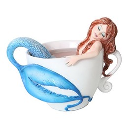 PTC 4.25 Inch Relaxing Mermaid in White Coffee Cup Statue Figurine