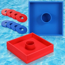 Seenelling 2 Sets Floating Washer Toss Games Set Includes 2 Targets and 8 Washers for Outdoor Adults Family Swimming Pool Float Party Water Board Games