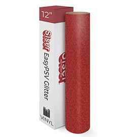 Siser EasyPSV Glitter Permanent Self Adhesive Craft Vinyl 12" x 6' Roll (Flame Red)
