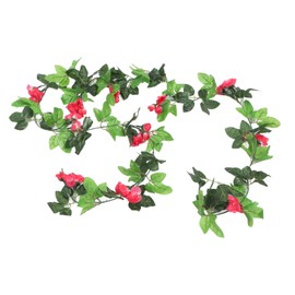 Artificial Rose Vine High Simulation Decorative Rose Vine Garland Fake Flower Decor for Wedding Arch Party Garden Rose Red